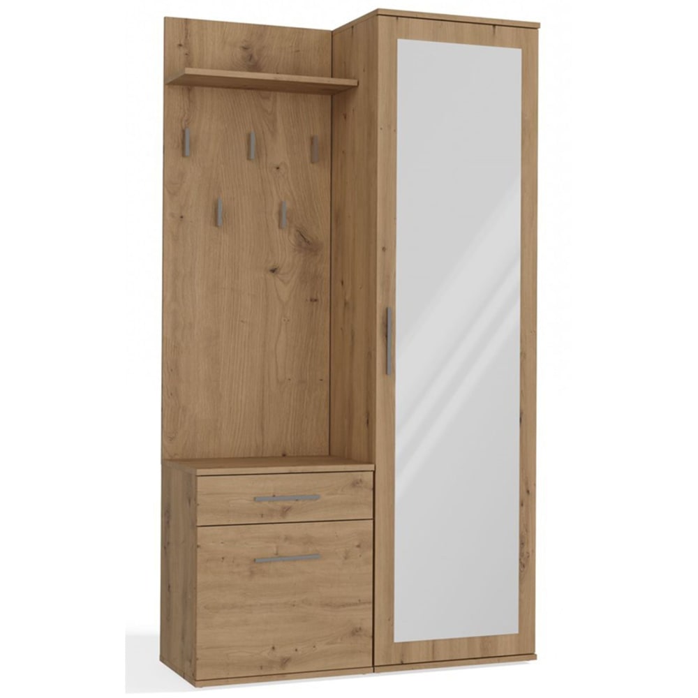 Selsey Flurgarderobe mit Schrank und Spiegel, Eiche Artisan, 100 cm style modern Beige Spanplatte