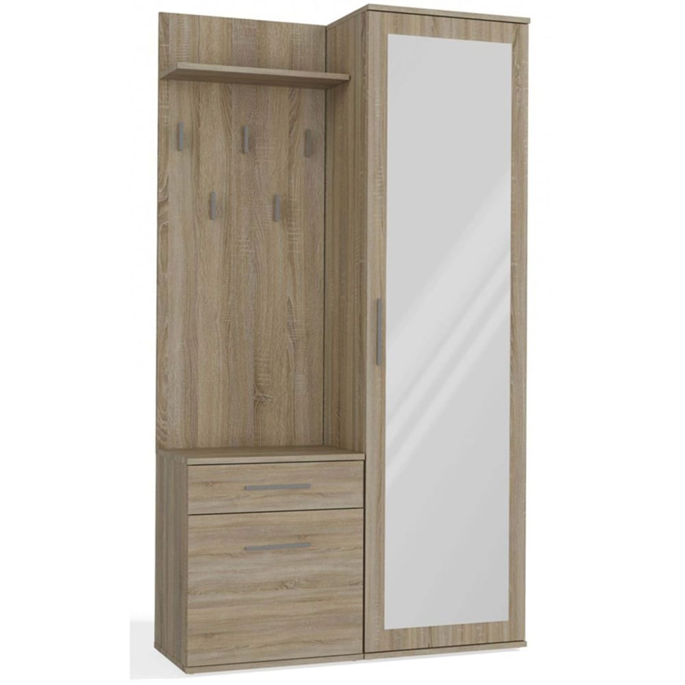 Selsey Flurgarderobe mit Schrank und Spiegel, Eiche Sonoma, 100 cm style modern Beige Spanplatte