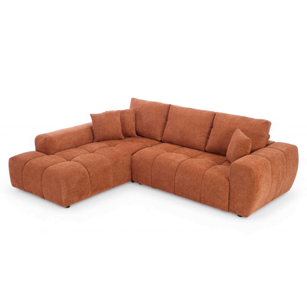 Canapé d'angle gauche  3 places avec méridienne terracotta L 270 cm