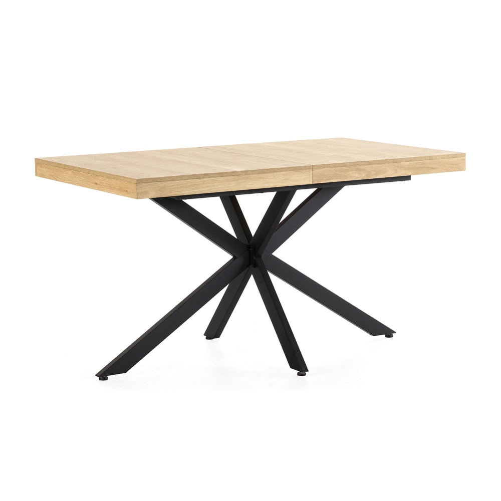 HOMN Ausziehbarer Esstisch Farbe Eiche, 140-180 cm style modern Gelb Metall
