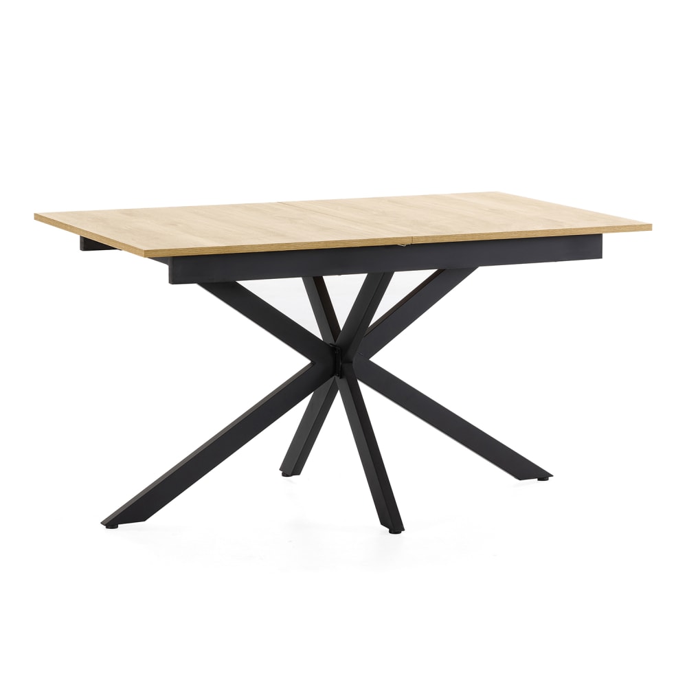 HOMN Ausziehbarer Esstisch Farbe Eiche, 140-180 cm style modern Gelb Metall