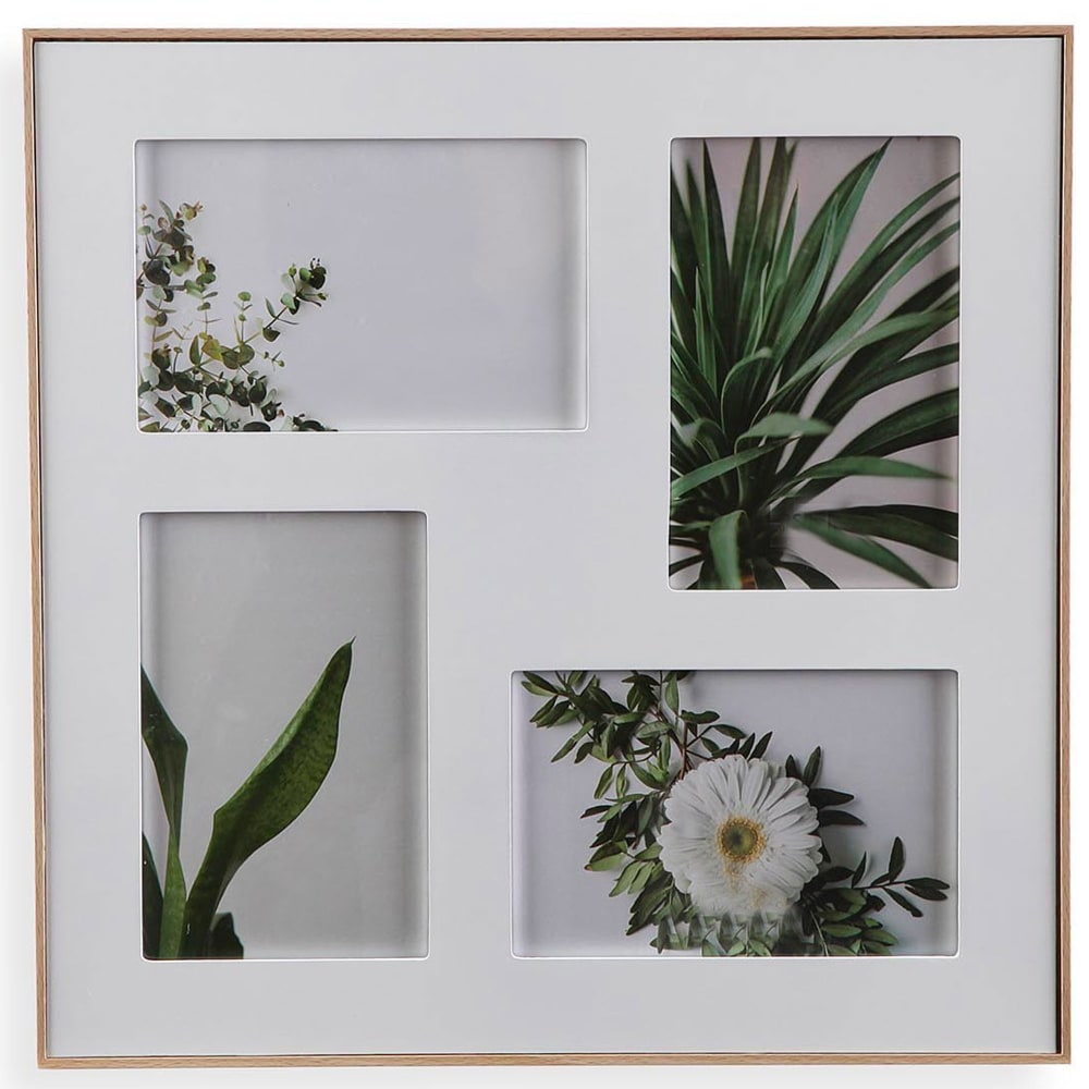 Cadre photo multiple effet bois 4 photos 31.5x31.5cm