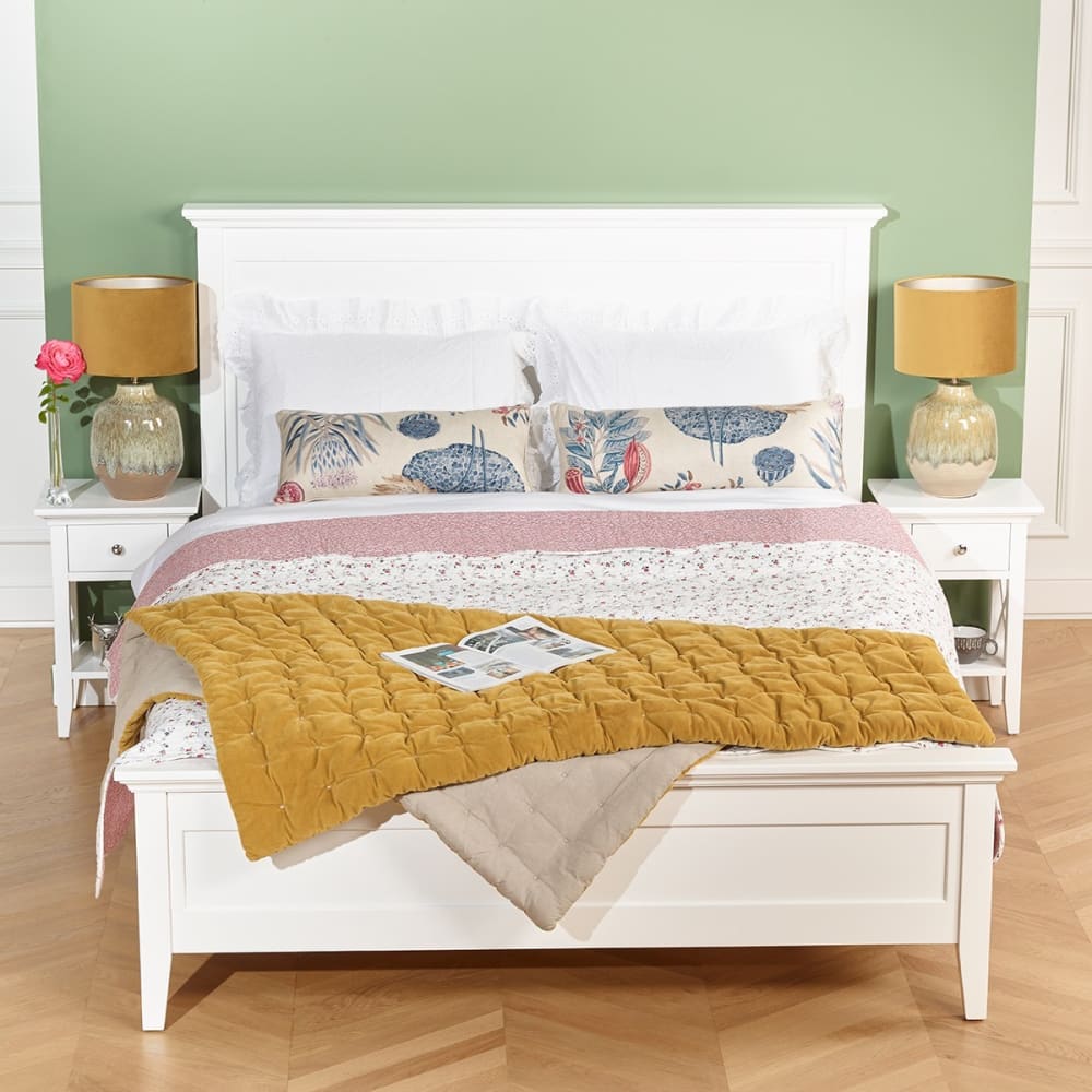 Lit 160x200 en pin style bord de mer blanc