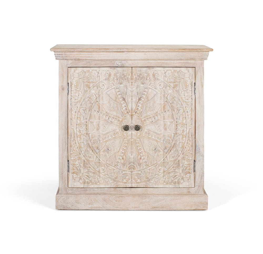 Buffet à deux portes fait main en bois de manguier