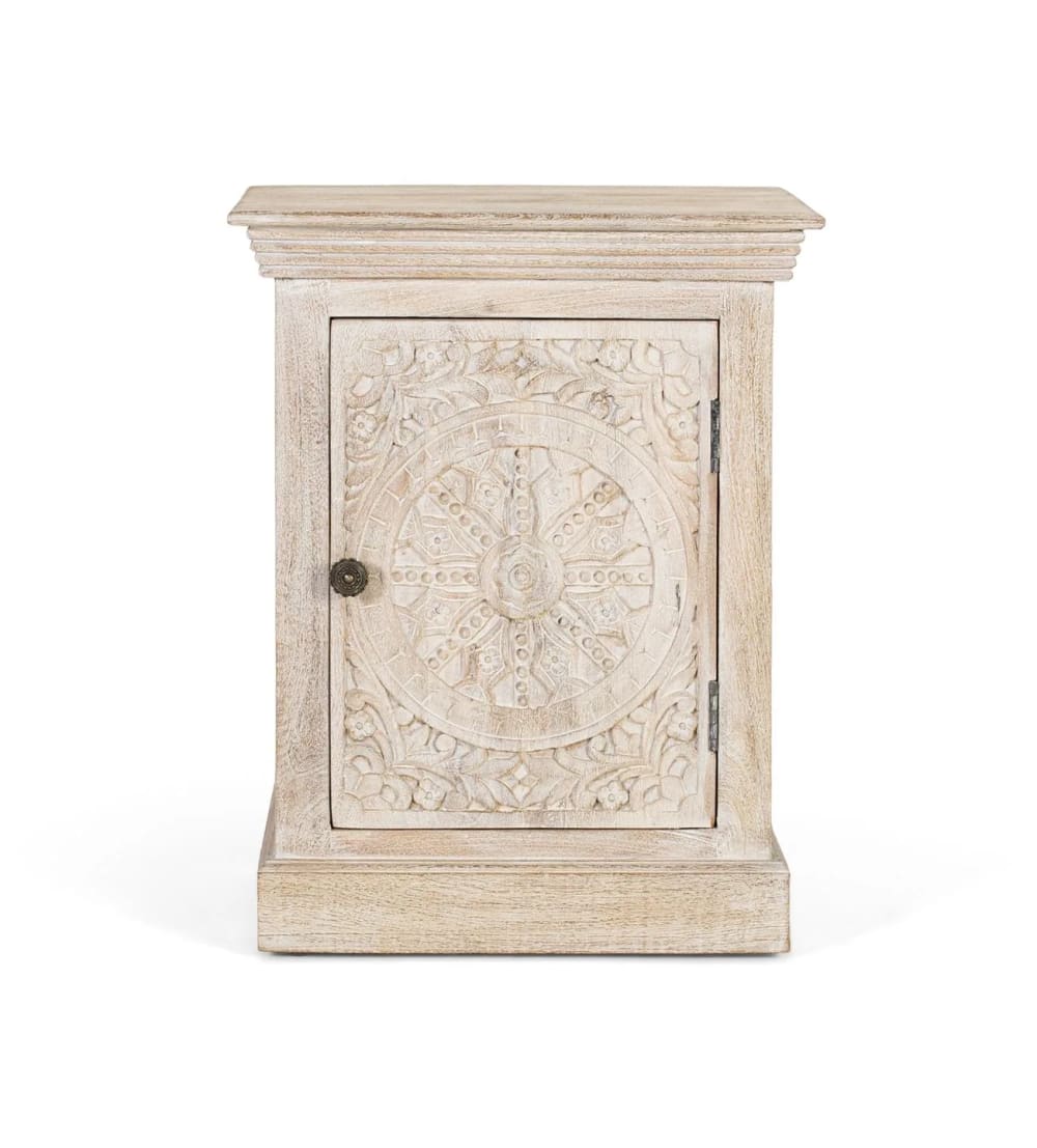 GINER Y COLOMER Kleiner Tisch aus Mangoholz mit Sand-Finish Beige