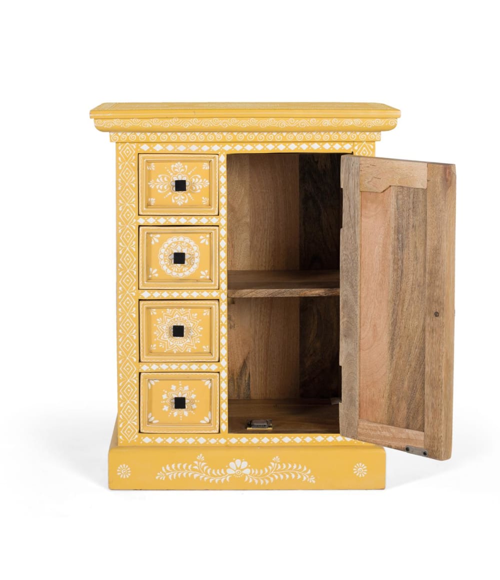 Sideboard aus Mangoholz mit handdekorierter Tür - Maisons Du