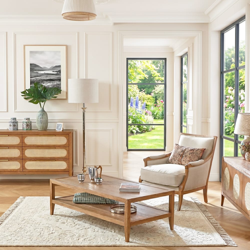 Robin des Bois Doppeldeckiger Couchtisch aus Eiche Braun style modern Braun Holz