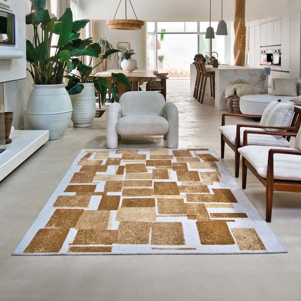 Tapis salon et chambre tissé plat 080x150 cm jaune
