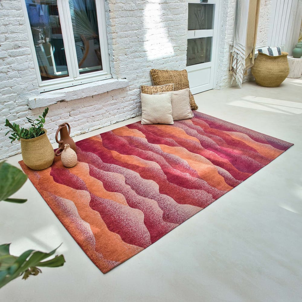 Tapis salon et chambre tissé plat 100x140 cm rouge — vue 3