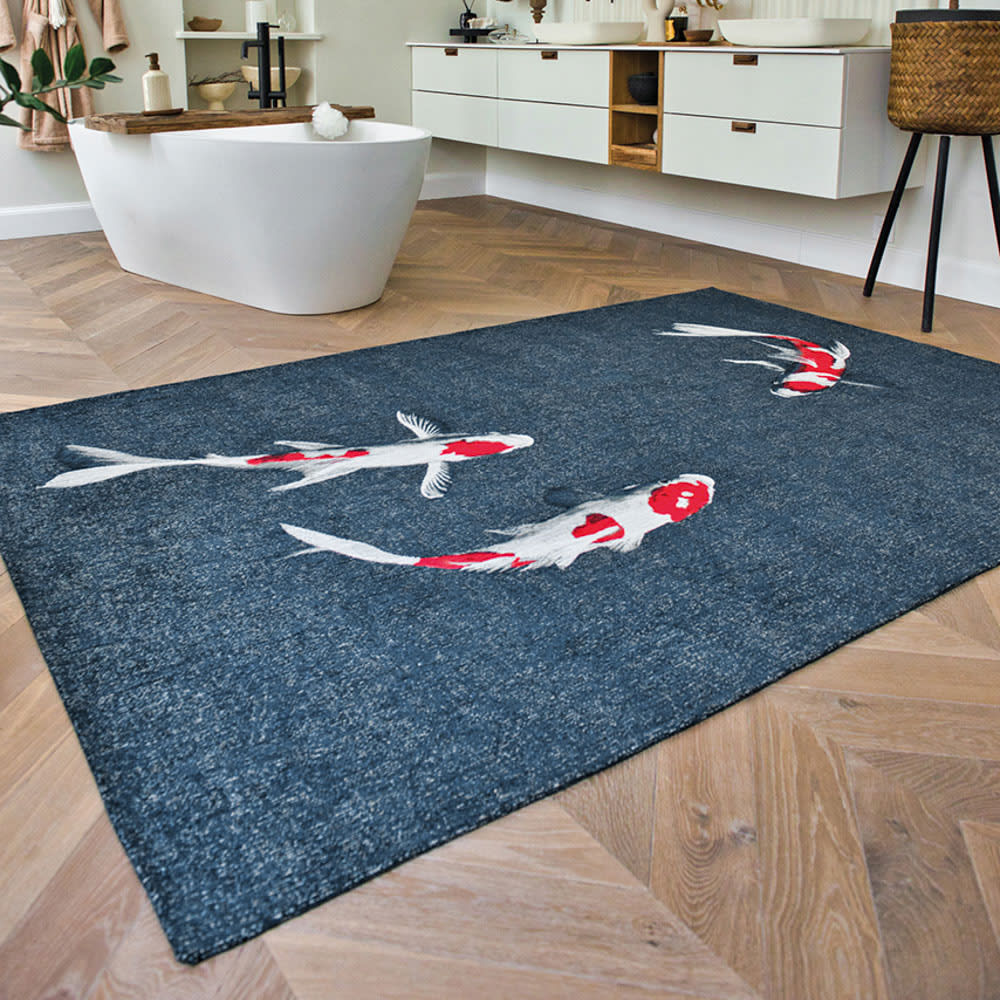 KOI - Teppich waschbar In-/Outdoor Blau 140x200 - Maisons Du