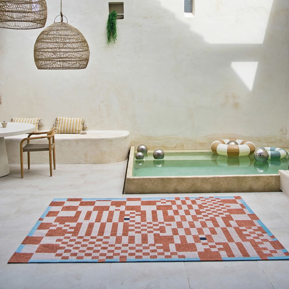Tapis salon et chambre tissé plat 080x150 cm rose — vue 3