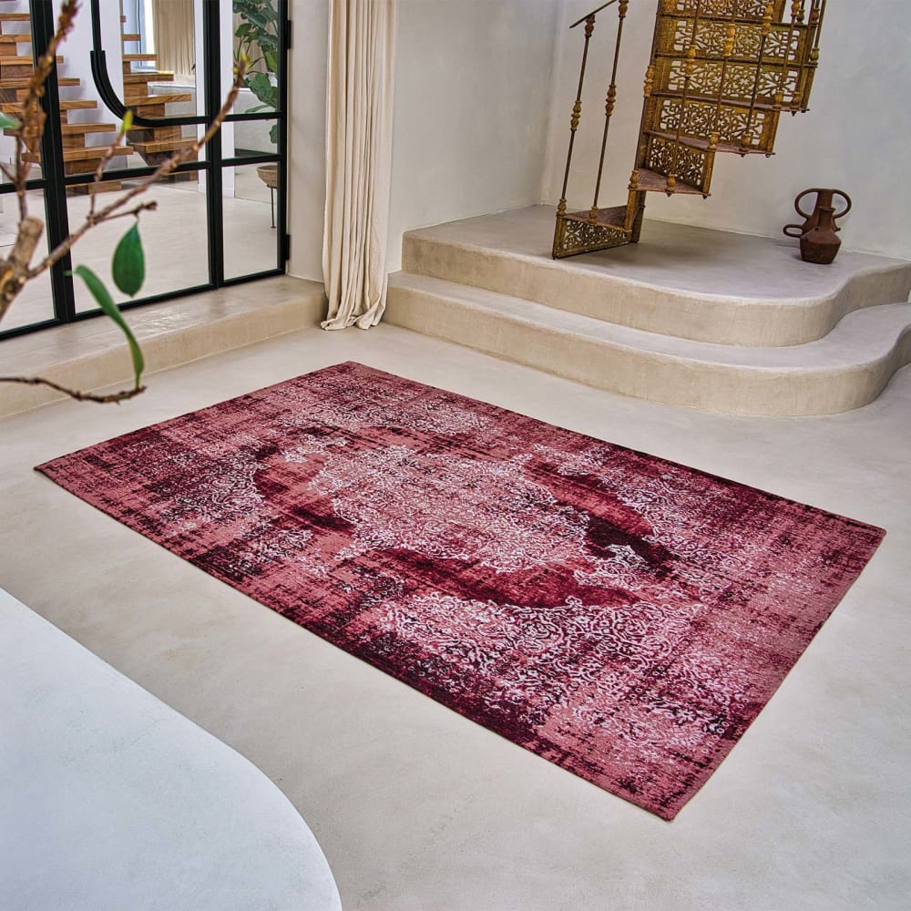 Tapis salon et chambre tissé plat 080x150 cm rouge — vue 3