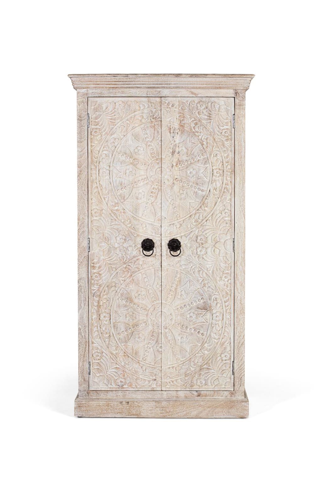 Armoire en bois de manguier avec portes sculptées de style ethnique