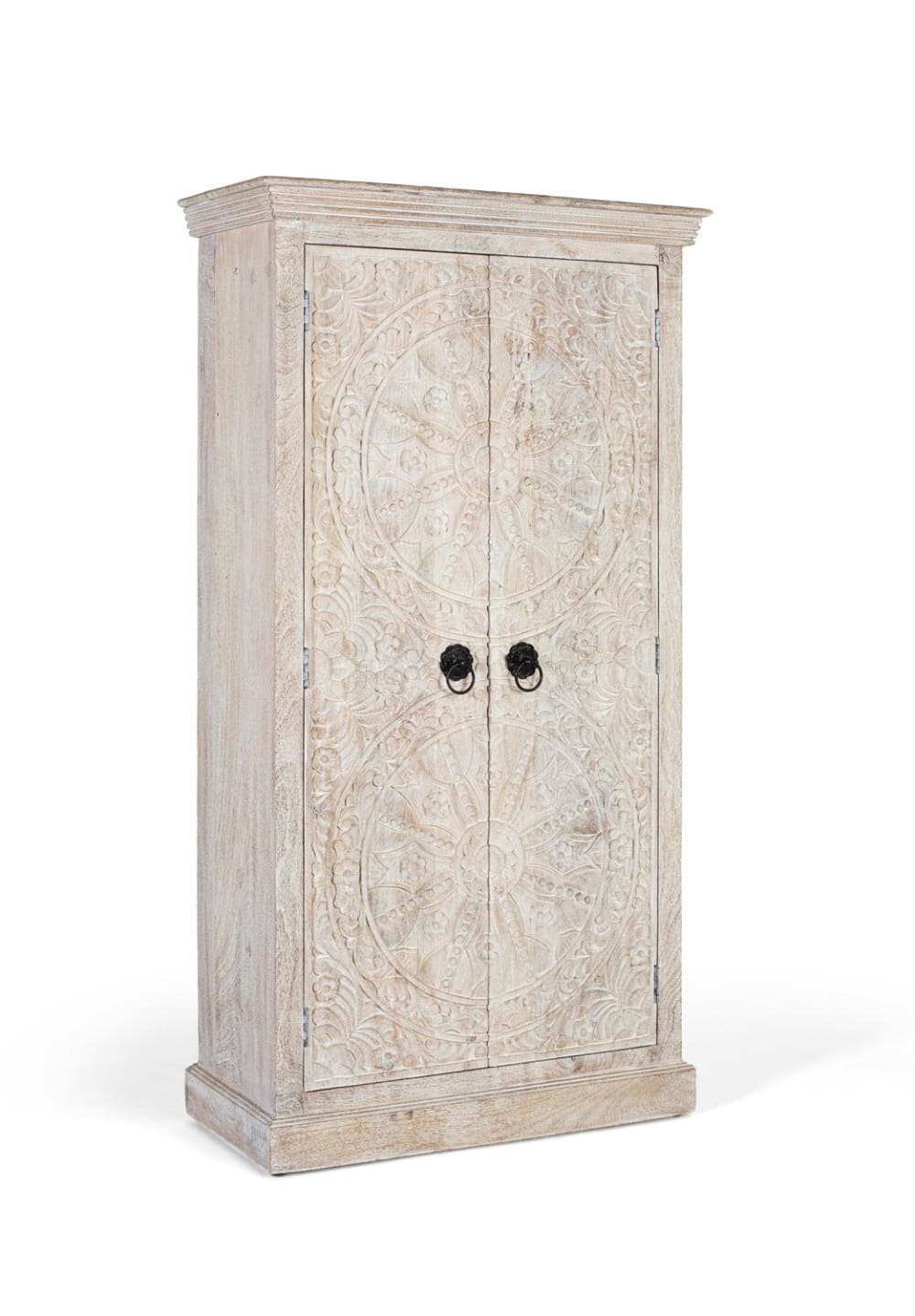 Armoire en bois de manguier avec portes sculptées de style ethnique