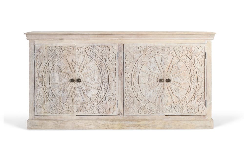 Buffet à quatre portes fait main en bois de manguier