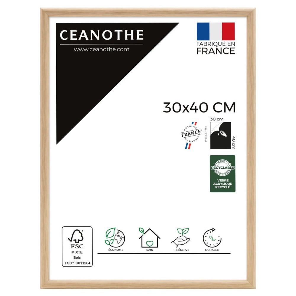 Cadre photo exposition brut 30x40 cm bois massif fsc