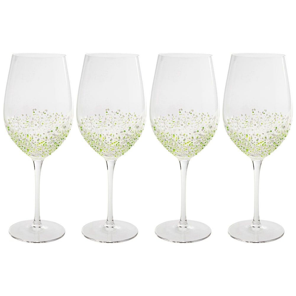 Lot de 4 - Verre à vin en verre tacheté vert