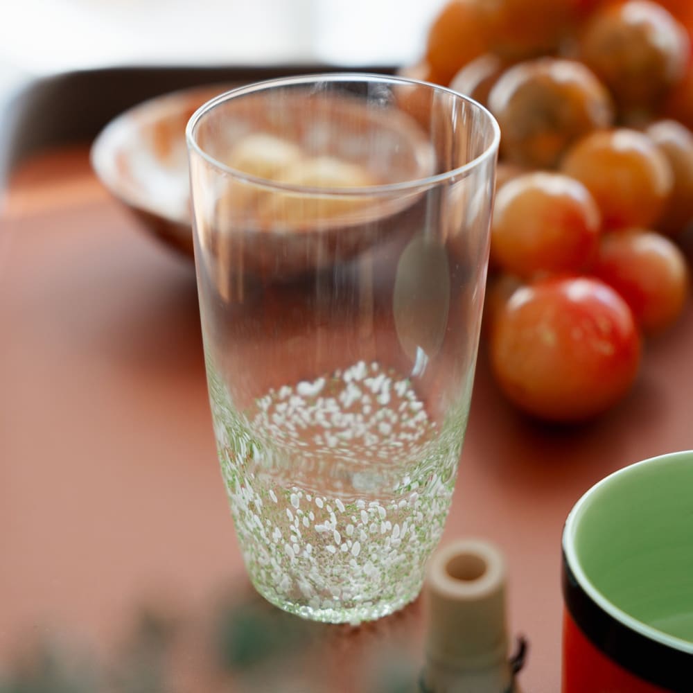 Lot de 4 - verre à eau en verre tacheté vert Lot de 4 - verre à eau en verre tacheté vert