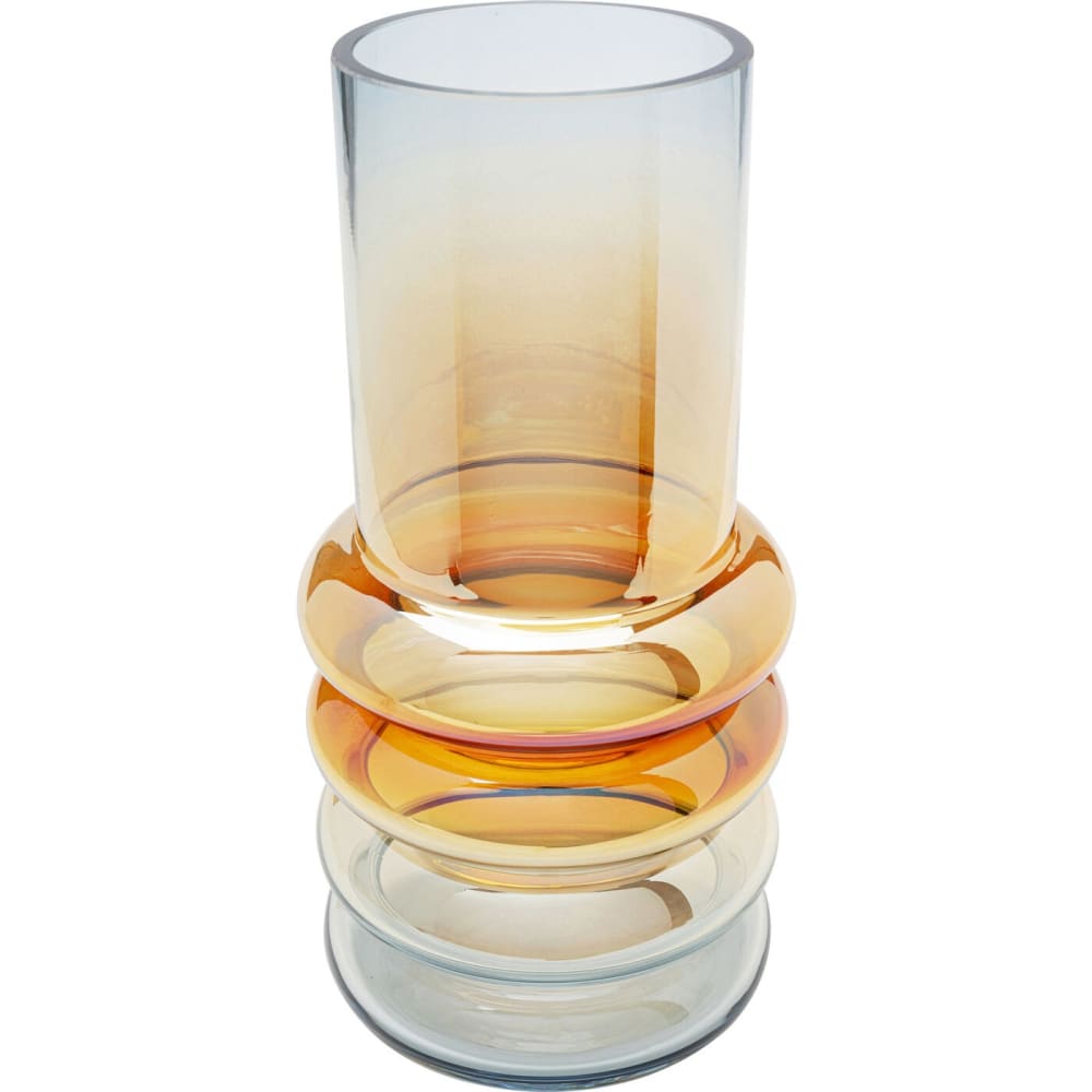 vase en verre bleu et