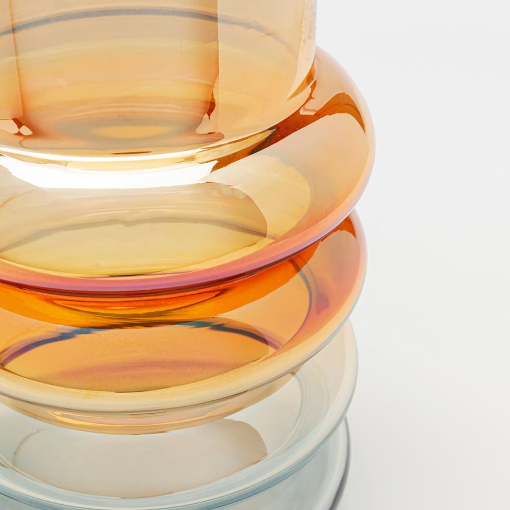 Vase en verre bleu et orange h30 — vue 4