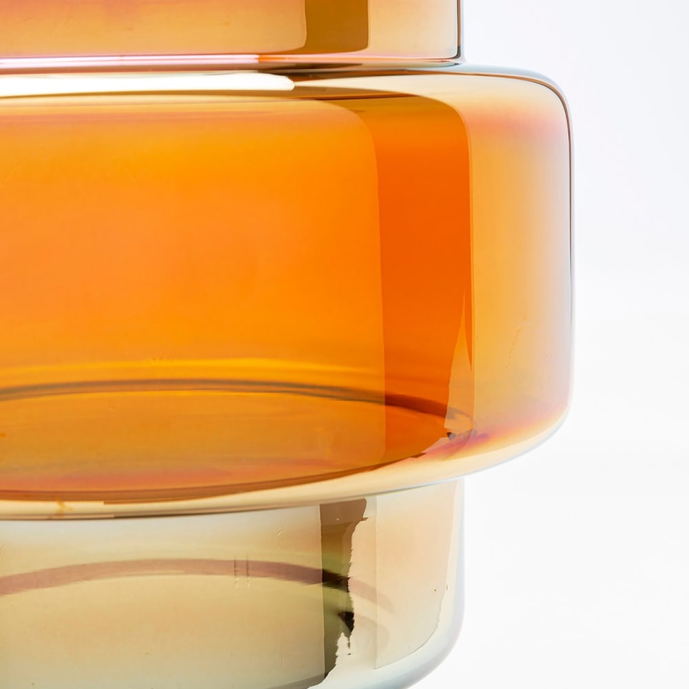 Vase en verre bleu et orange h35 — vue 4