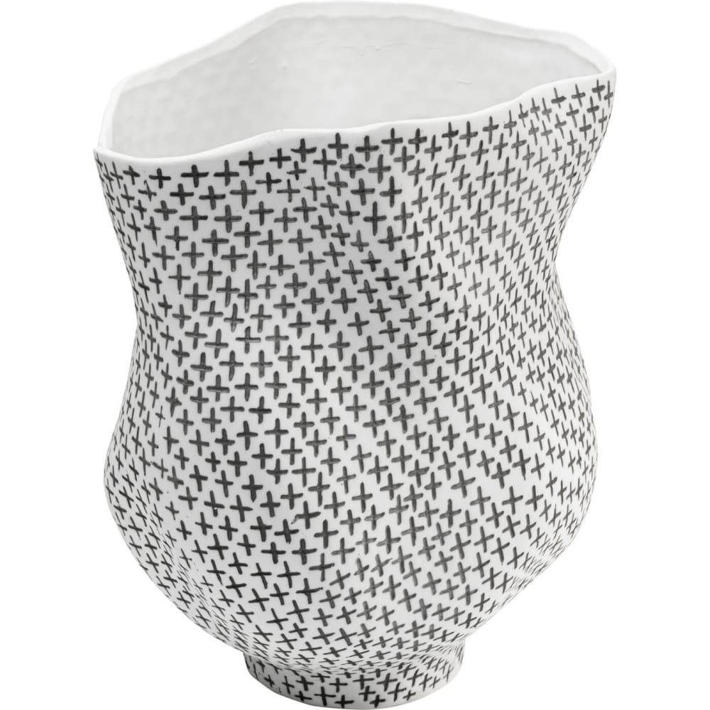 Vase croix noires en porcelaine blanche