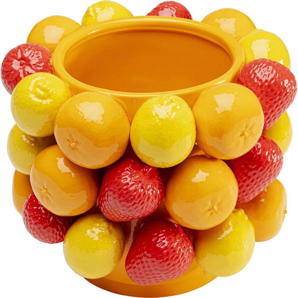 Vase fraises, citrons et oranges en porcelaine H20