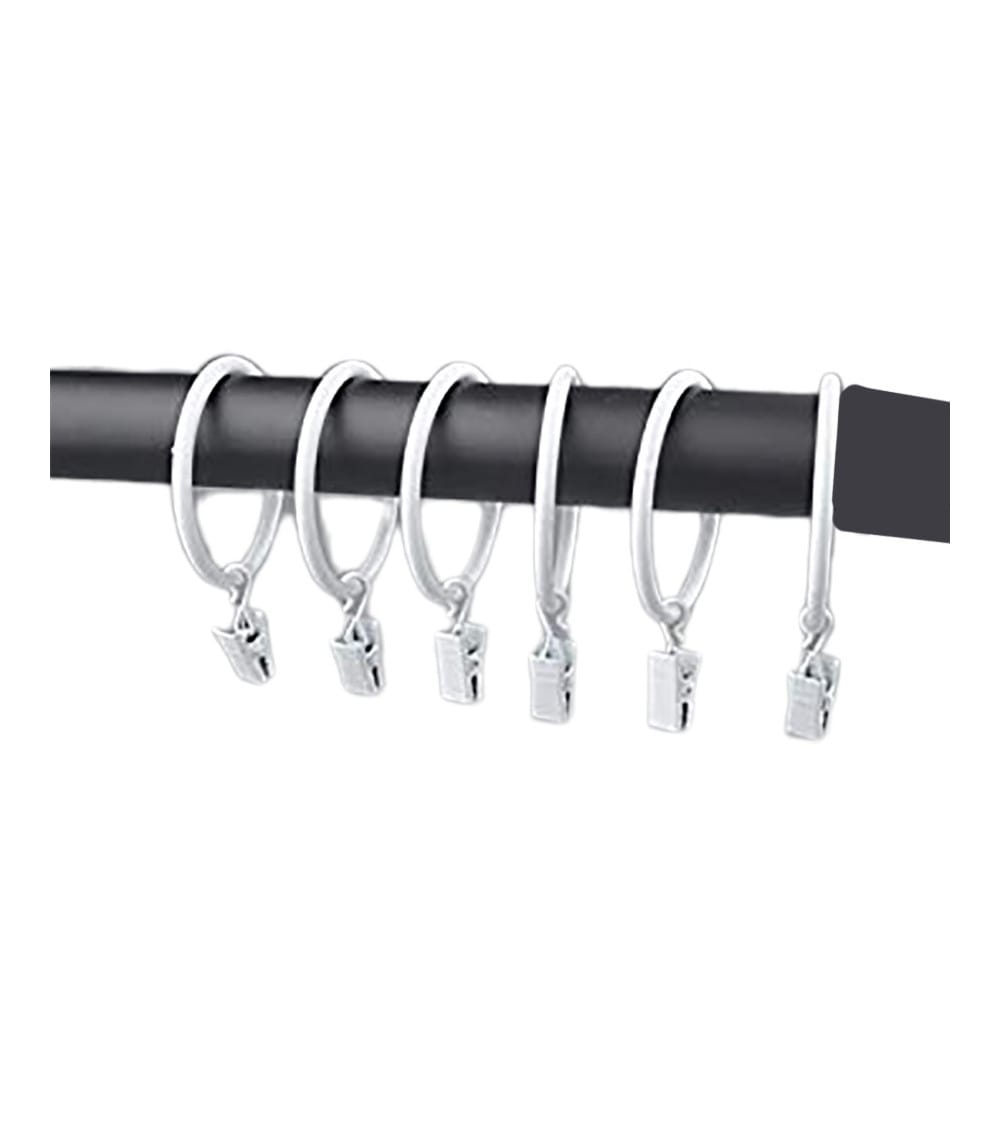 10 anneaux pour rideaux avec pince ø 35mm blanc