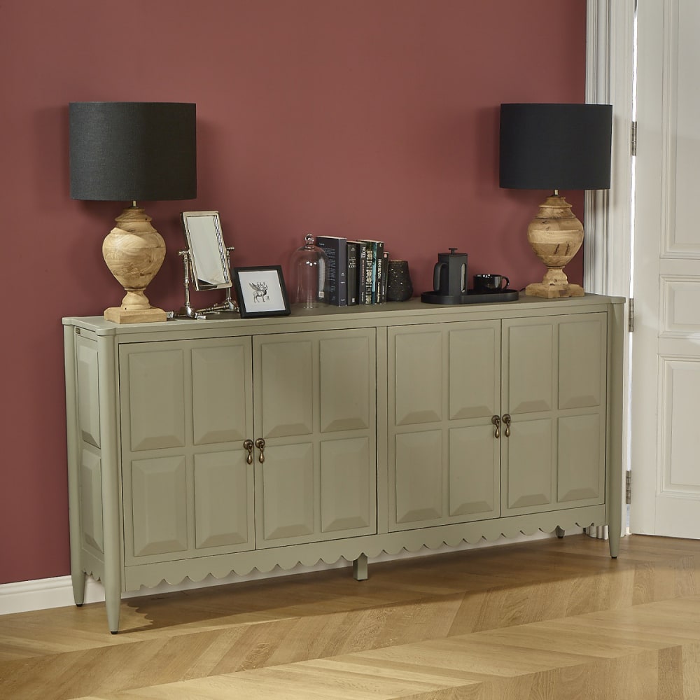 Buffet 4-türig im klassischen Stil aus Holz Vert de gris -