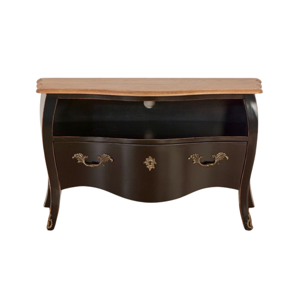 Meuble TV 1 tiroir plateau en chêne noir