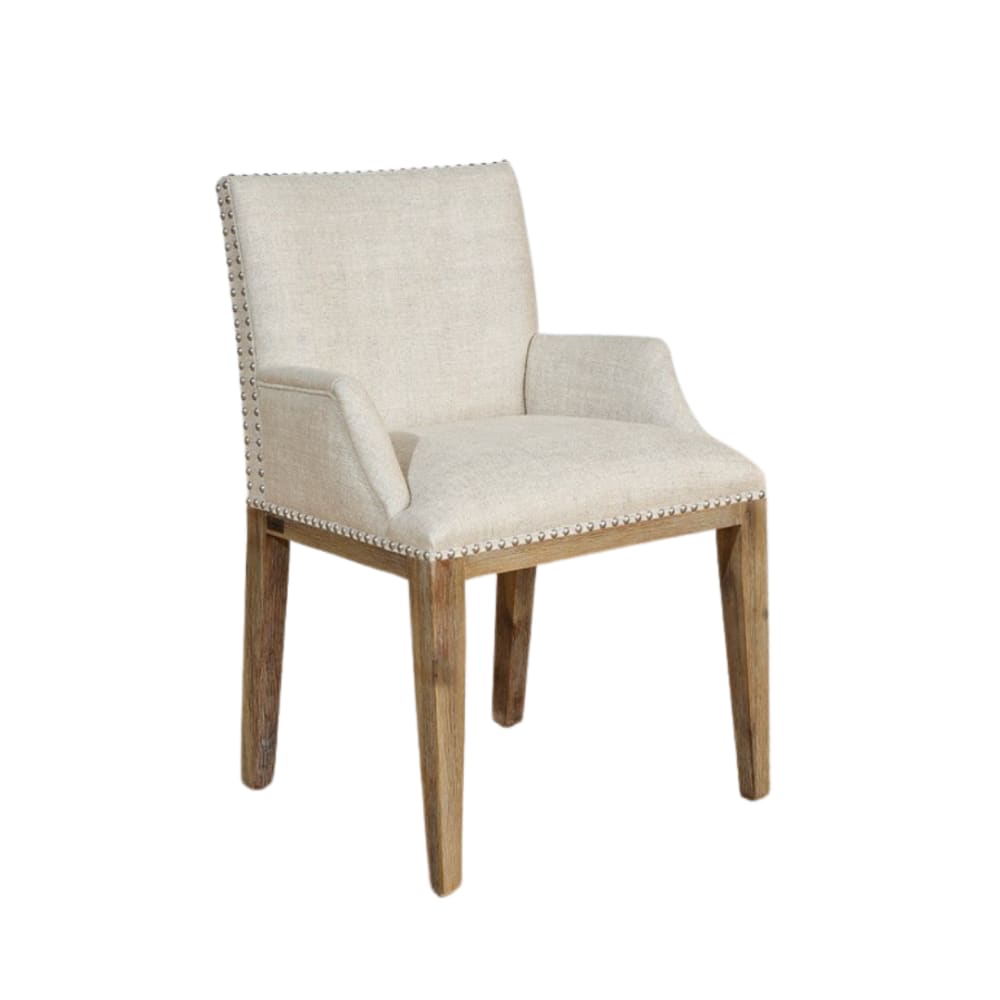 Robin des Bois Zeitgenössischer Tischstuhl aus Hevea und Leinen beige style industrial - Holz