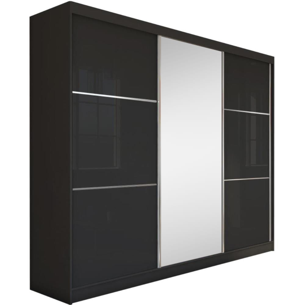 Beauty Sofa GmbH Schiebetürenschrank mit Spiegel, 240x216, schwarz style modern - Spanplatte