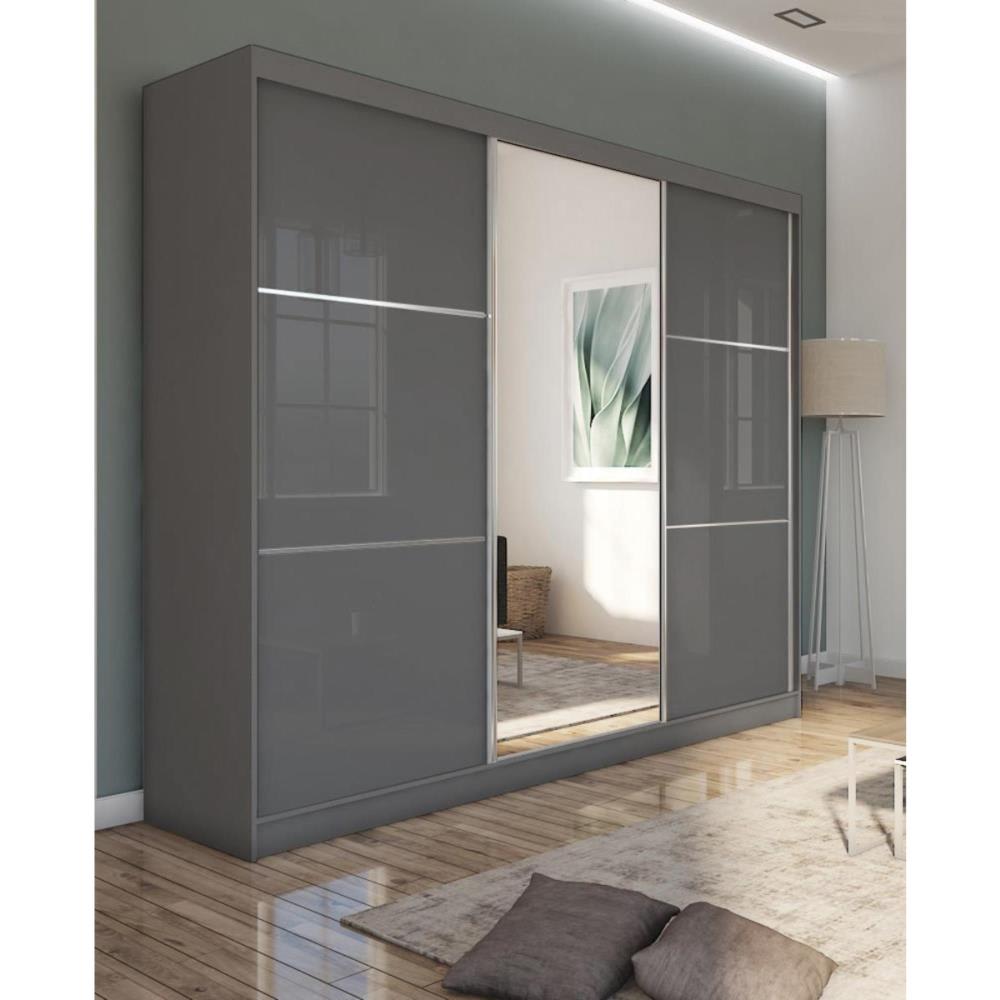 Schiebetürenschrank mit Spiegel, 240x216, graphit - Maisons Du