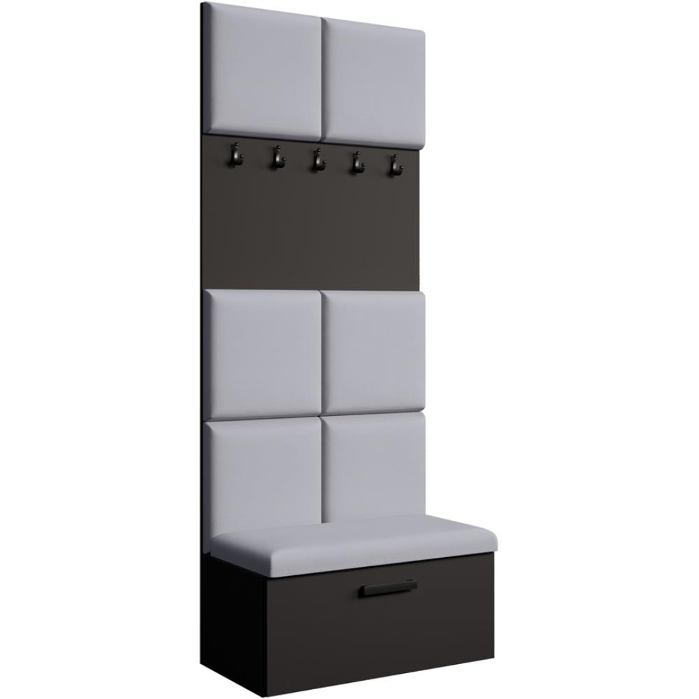 Beauty Sofa GmbH Garderobe mit gepolsterten Paneelen, Schwarz+Grau style modern Schwarz Spanplatte