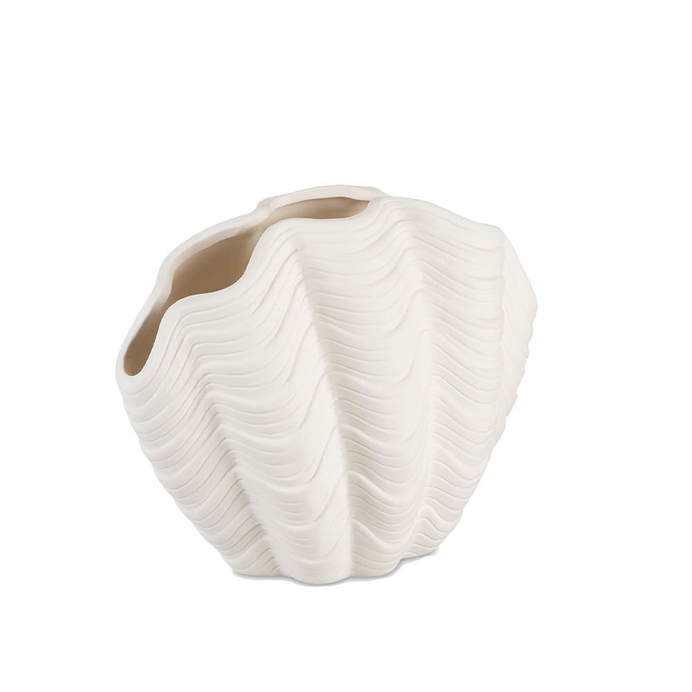 Vase coquillage blanche 19x12x15 cm