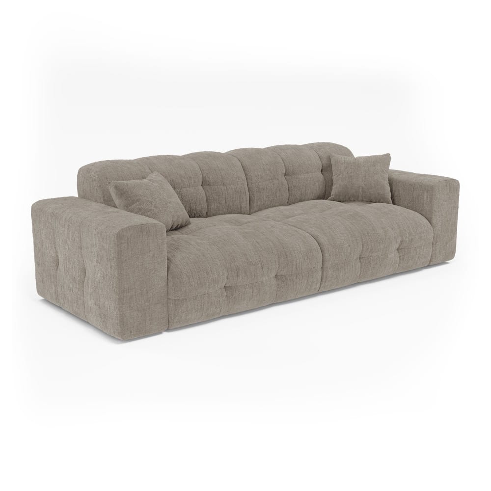 Canapé 4 places en velours gaufré taupe