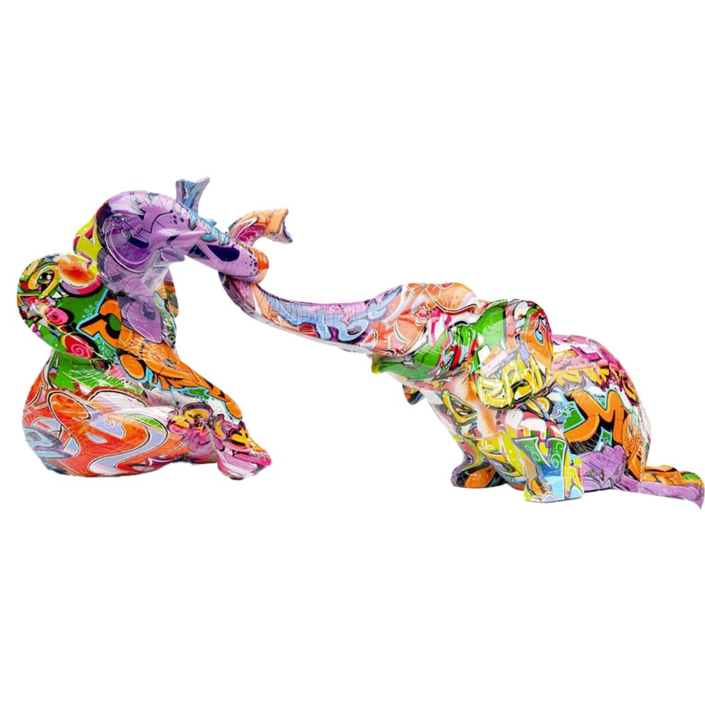 Kare Design Dekofigur Zwei Elefanten aus Polyresin im Graffiti-Look, mehrfarbig style modern - Harz
