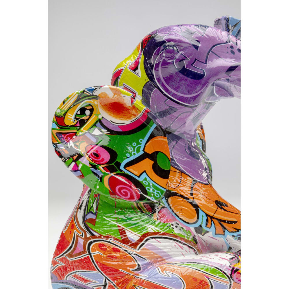Dekofigur Zwei Elefanten aus Polyresin im Graffiti-Look,