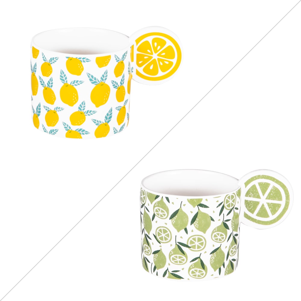 Lot de 2 mugs lemon en porcelaine 35 cl