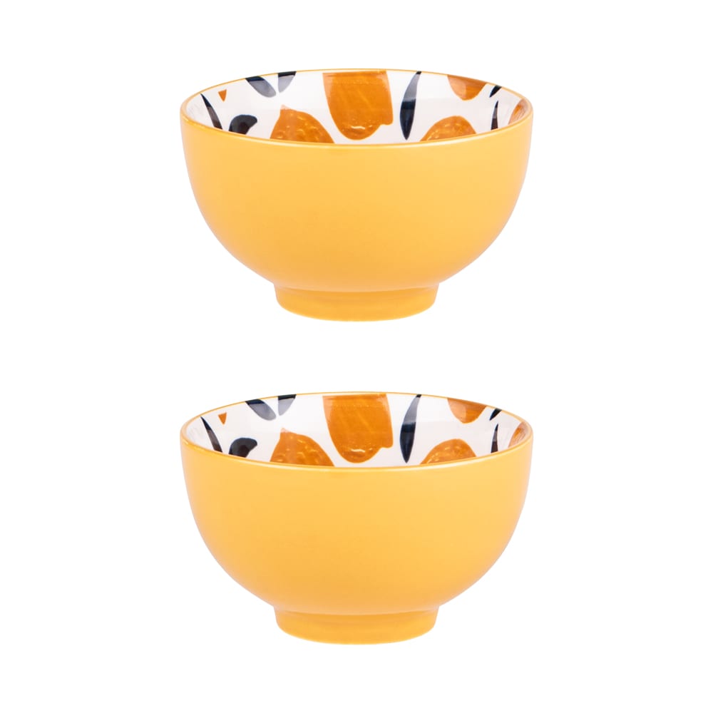 Coffret de 2 bols   13 cm multicolore en grès