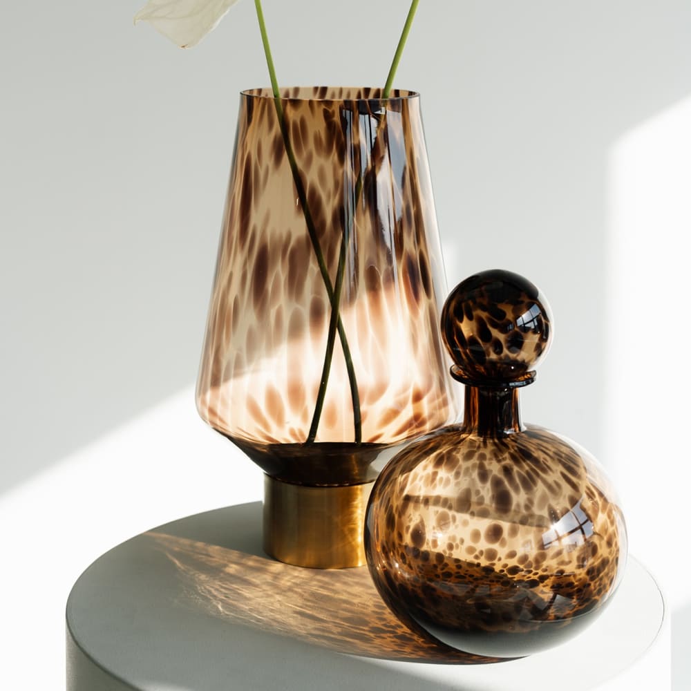 Vase aus Glas und Messing, braun, H41cm - Maisons Du Monde