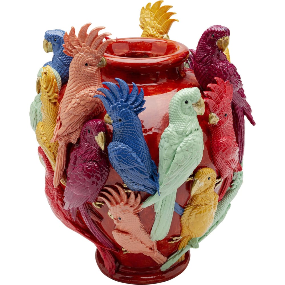 Kare Design Vase mit Vögeln aus Polyresin, mehrfarbig, H30cm style exotic - Harz