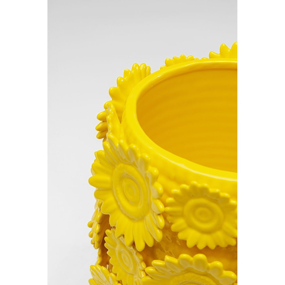 Vase mit Sonnenblumen aus Porzellan, gelb, H30cm - Maisons Du