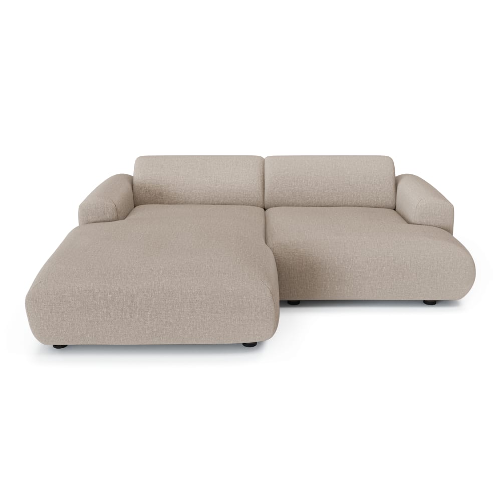 Canapé d'angle gauche 4 places tissu tramé beige 266cm