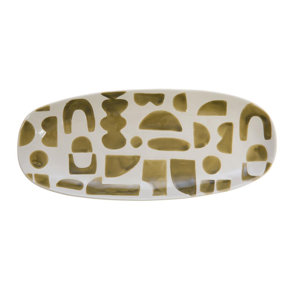 Plat ovale blanc en grès