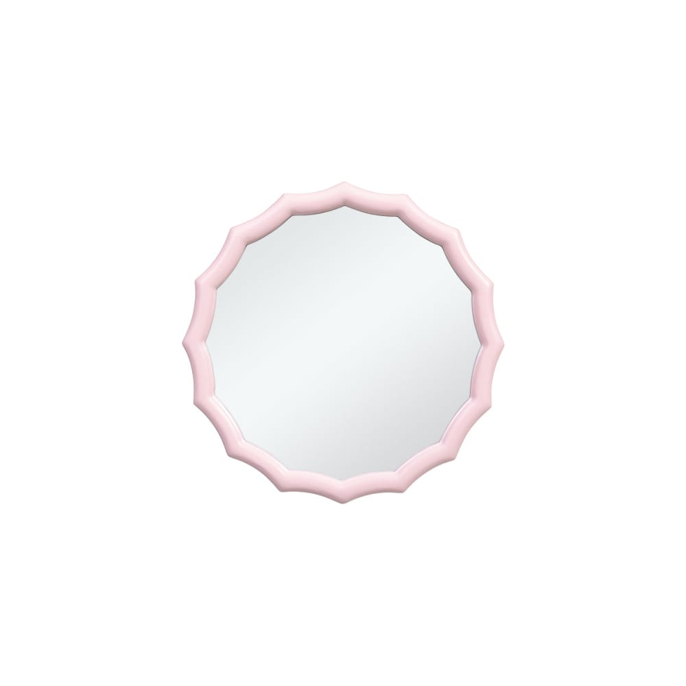 Miroir rond décoratif ondulé en bois rose H38