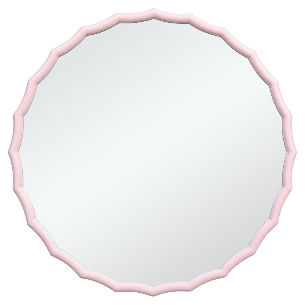 Miroir rond décoratif ondulé en bois rose H76