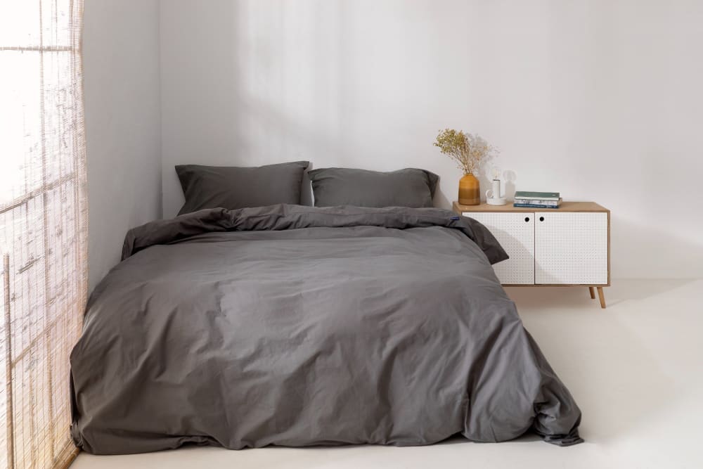 Happy Friday Bettbezug aus 100% Baumwolle 260x240 cm Stein style modern Grau Öko-Tex Zertifikat Baumwolle