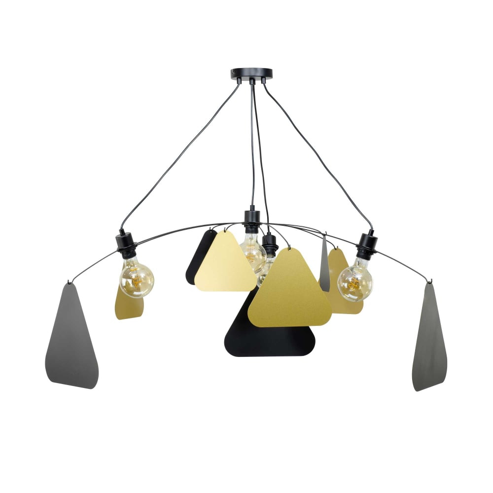 Suspension 4 lumières en métal noir et doré — vue 4