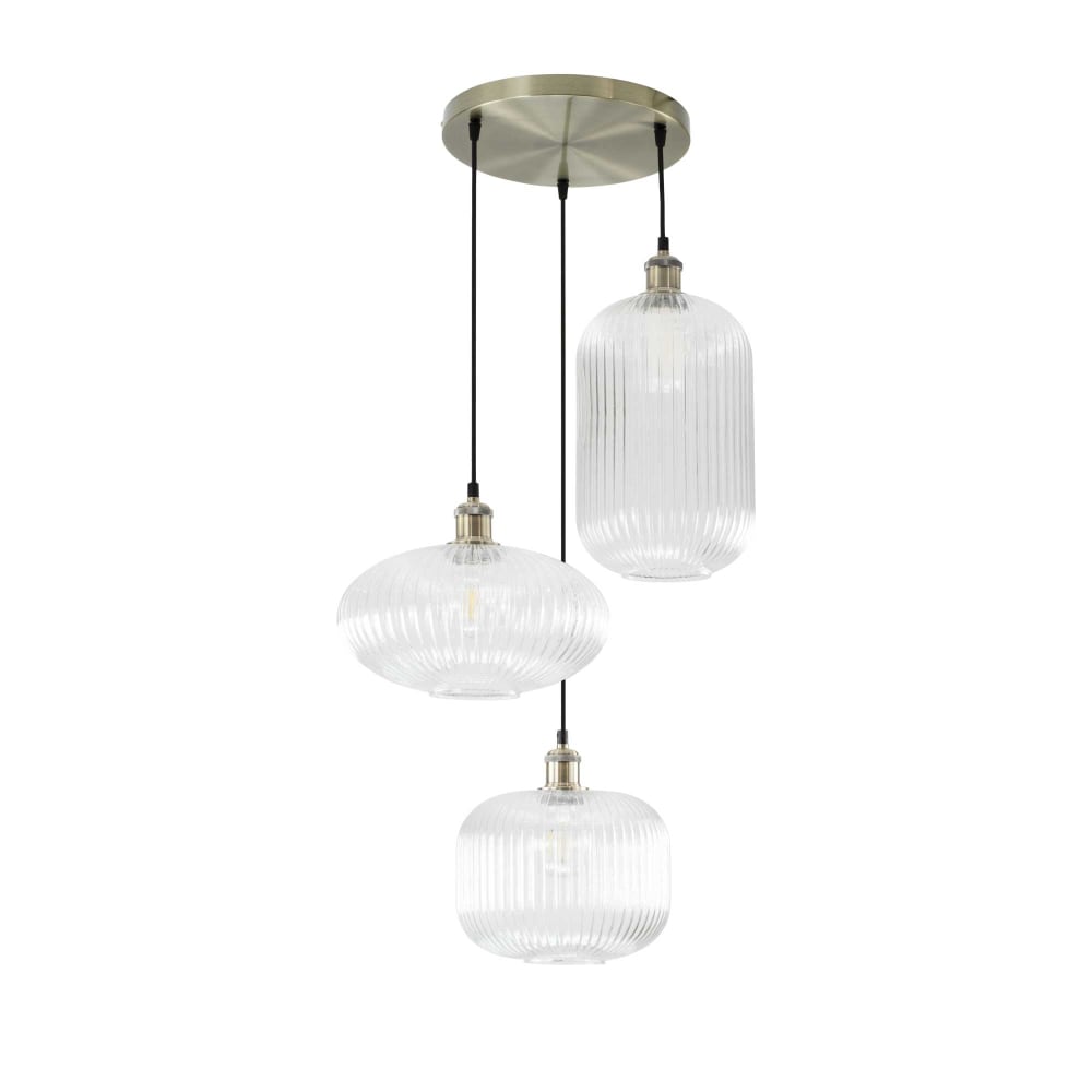 Suspension 3l en verre strié transparent / équipement textile & métal — vue 4